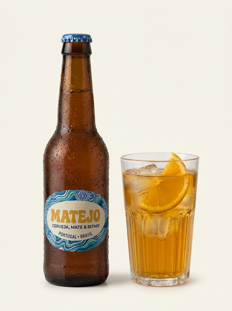 Garrafa Matejo e copo com gelo